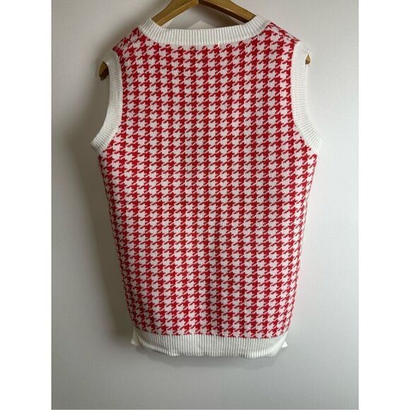 Houndstooth Sweater Vest Orange Coral - Picture 7 of 9